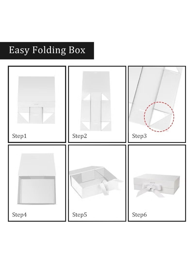 Luxury Magnetic Gift Box, White Large Gift Box with Ribbon,Folding Gift Boxes for Presents With Lid, Suitable for Festival, Birthday, Anniversary, etc.(32×27×9.5cm) - Image 2
