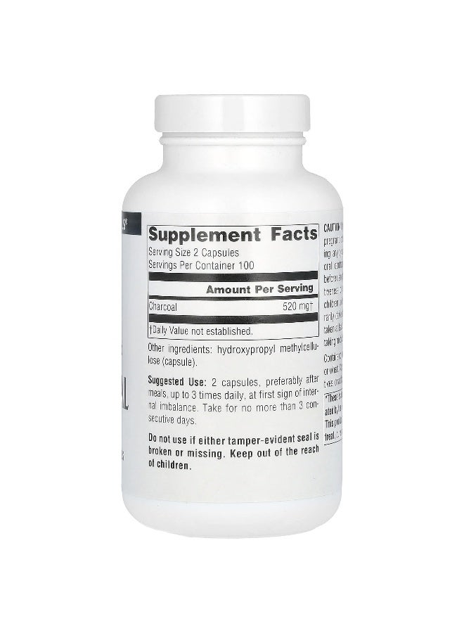 Source Naturals Source Naturals, 100% Pure Activated Charcoal, 520 mg, 200 Capsules (260 mg per Capsule)  - Image 2