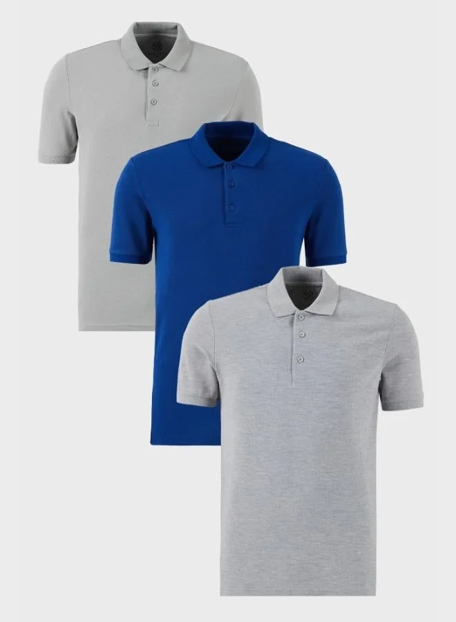 Buratti Buratti Cotton Regular Fit Button-Down Polo Collar 3-Pack T-Shirt Men's T-SHIRT 5902127S3