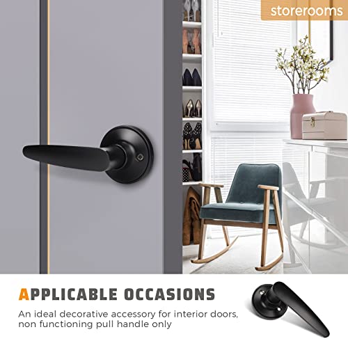 KNOBWELL 2 Pack Dummy Door Levers Door Handle for Closets with Matte Black Finish, Single Side Dummy Levers with No Latch or Lock, Easy Installation - Image 3