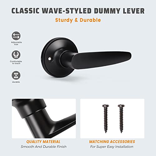 KNOBWELL 2 Pack Dummy Door Levers Door Handle for Closets with Matte Black Finish, Single Side Dummy Levers with No Latch or Lock, Easy Installation - Image 4