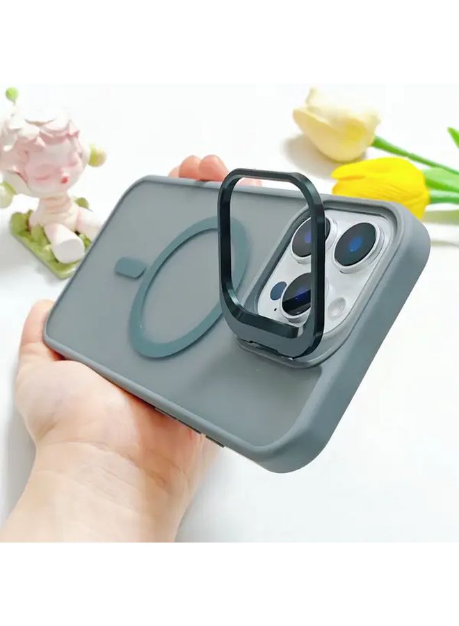 Transparent Grey Magnetic Phone Case for iPhone 14 Plus with Stand Drop Protection - Image 3