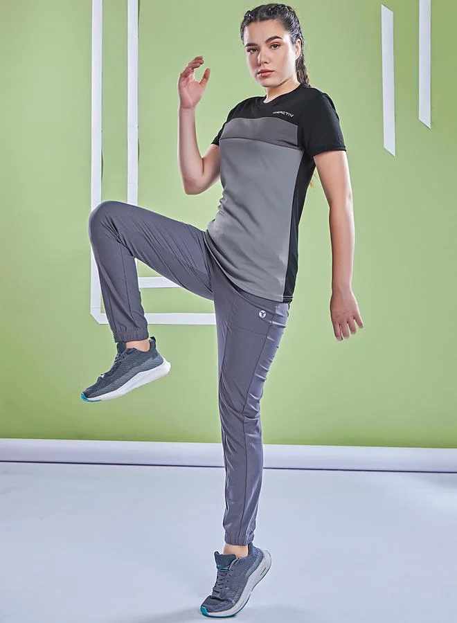 تكنوسبورت Color Block Crew Neck Short Sleeve Top by Styli