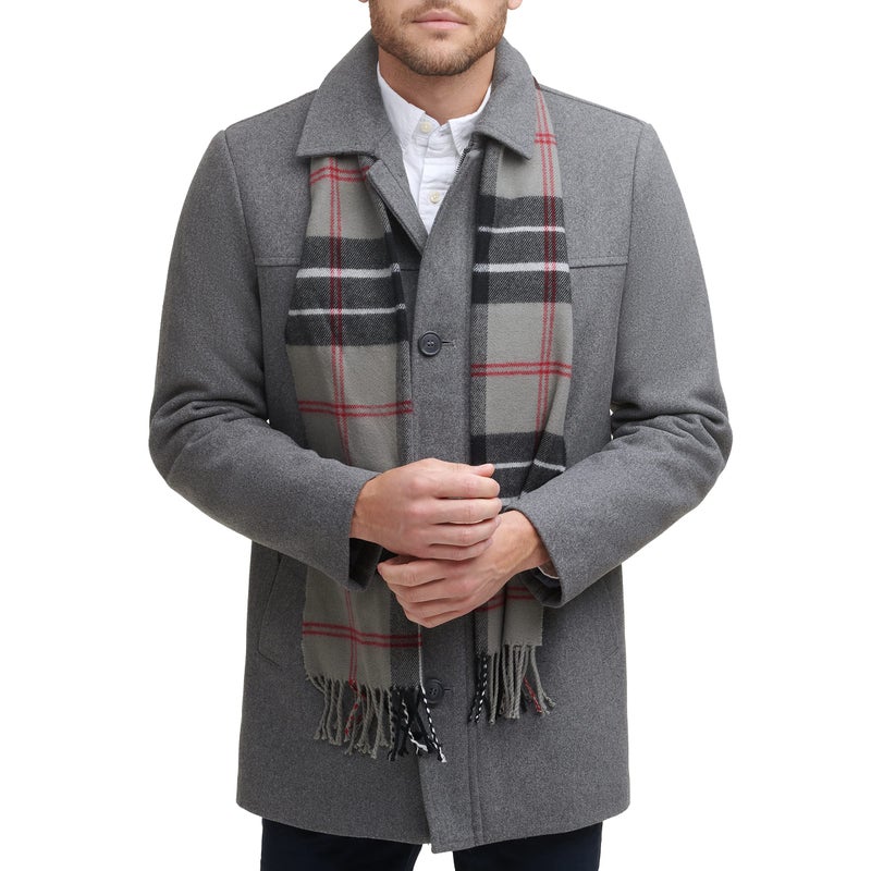 Dockers Men's Weston Wool Blend Coat with Scarf (Regular and Big & Tall) , Light Grey, X-Small Regular - Image 1