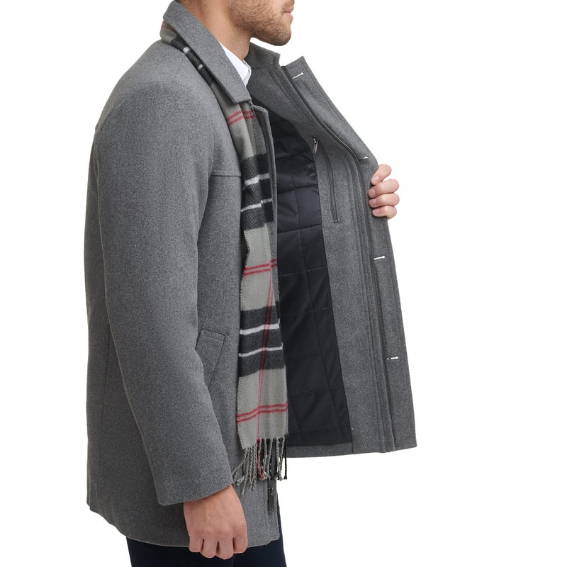 Dockers Men's Weston Wool Blend Coat with Scarf (Regular and Big & Tall) , Light Grey, X-Small Regular - Image 3