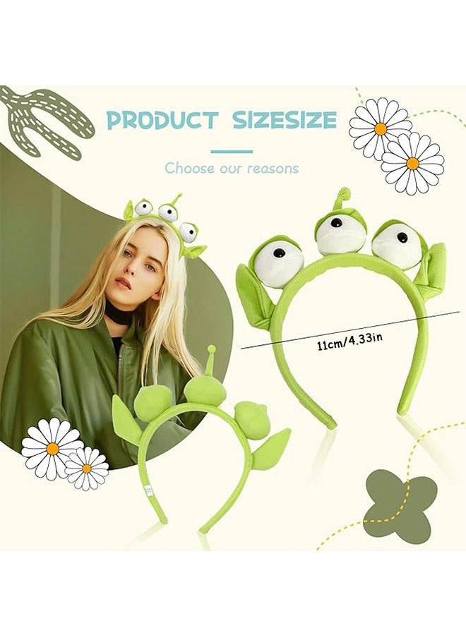 2Pcs Alien Headband for Toy Story, Alien Headband Three-eyed Headband Monster Toy Plush Headwear Hat Accessories for Party Girls Children Adult - Image 3