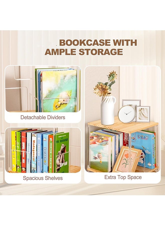 JCB CHIC رف كتب أكريليك دوار 360 درجة، خزانة كتب خشبية متعددة الطبقات قابلة للنقل، خزانة عرض زاوية حديثة، خزانة تخزين للمنزل، غرفة النوم، غرفة المعيشة، المكتب، الفصل الدراسي (40×40×165 سم) - Image 3