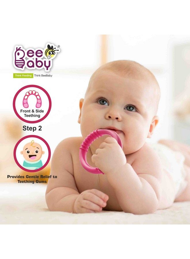 Beebaby Ring Shape Soft Silicone Teether For 3 To 6Months With Storage Case Bpa Free Teething Toy For Babies With Textured Surface For Soothing Gums. 100% Food Grade (Loops Pink_Violet)(Pack Of 2)  - Image 5