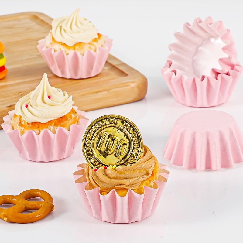 Caperci Grease-Resistant Pink Mini Cupcake Liners 200 Counts - Heavy Duty Paper Muffin Baking Cups, Odorless, No Muffin Pan Needed, Easily Peels (Pink) - Image 5