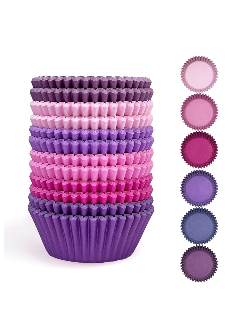 Caperci Grease-Resistant Pink Mini Cupcake Liners 200 Counts - Heavy Duty Paper Muffin Baking Cups, Odorless, No Muffin Pan Needed, Easily Peels Multicolor  - Image 1