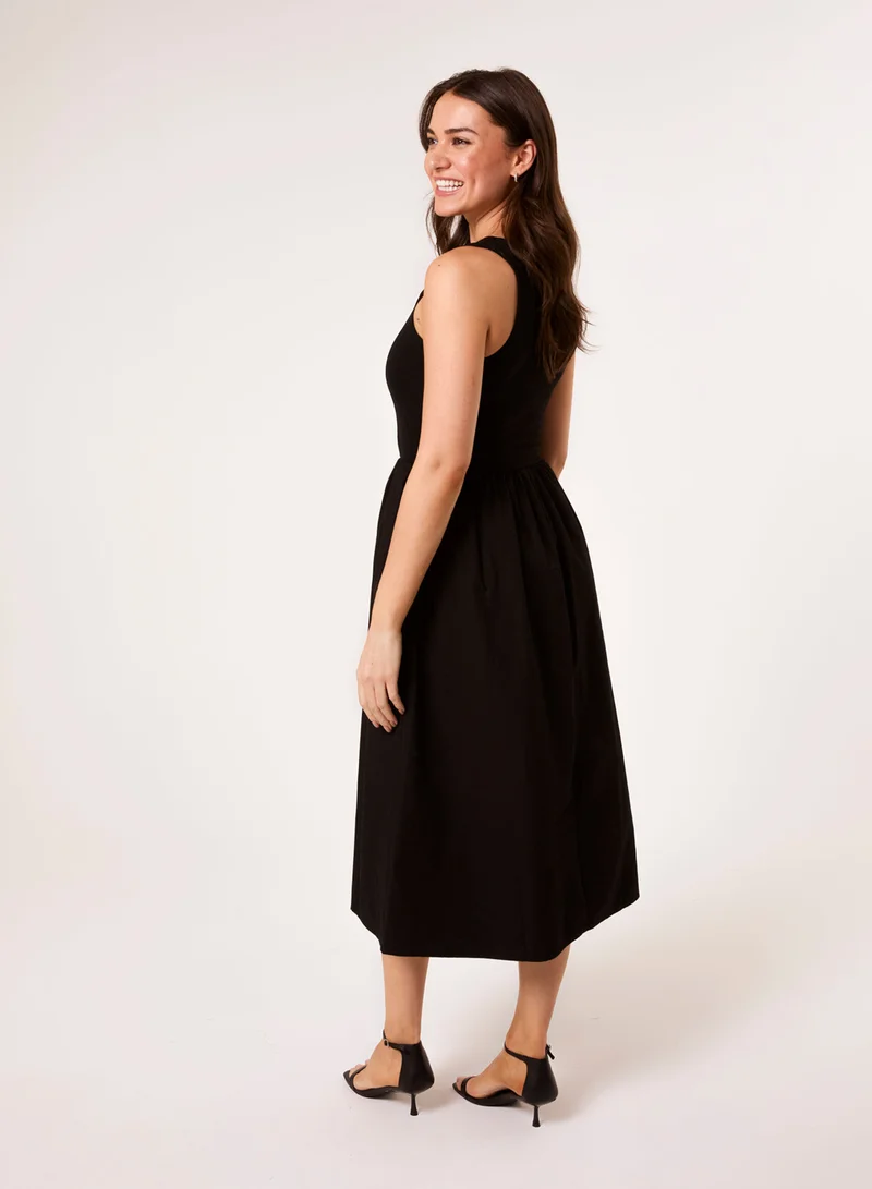 بلو فانيلا فستان ميدي من مزيج الأقمشة