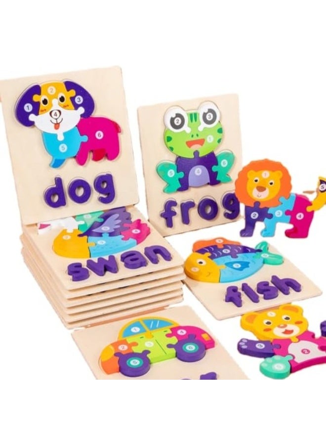 اي ديد بازل خشبي تعليمي للأطفال - شكل بطة ملونة بالأرقام والحروف - 6 قطع - مقاس 15×18 سم - Image 3