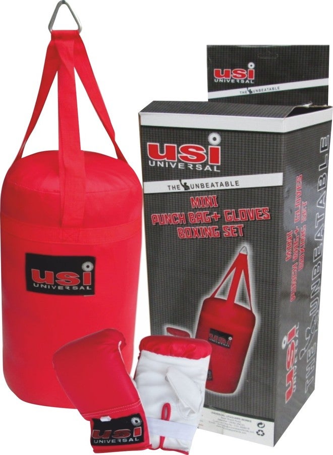 USI UNIVERSAL 1001 Mini Boxing Kit, Mini Punching Bag Set, Vinyl Construction, 45.7cm APX (18”) Kit Bag, Small Punching Gloves, Retail Box Pack, Suitable for 5+ Age - Image 1