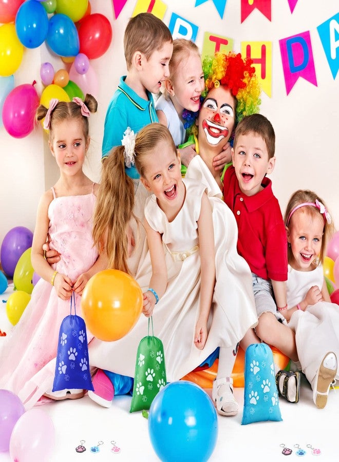 Hungdao 72 Pcs Dog Paw Party Favors Set Paw Print Goodie Bags Multicolor Paw Print Silicone Bracelet Wristband Cute Keychain for Puppy Birthday Party Supplies - Image 4