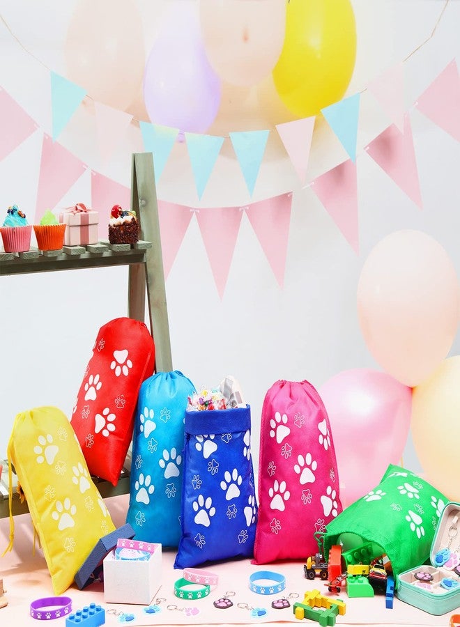 Hungdao 72 Pcs Dog Paw Party Favors Set Paw Print Goodie Bags Multicolor Paw Print Silicone Bracelet Wristband Cute Keychain for Puppy Birthday Party Supplies - Image 3