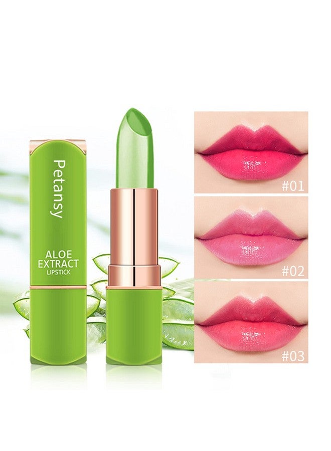 Petansy 3 Packs Aloe Vera Lipstick, Lips Moisturizer Long Lasting Nutritious Lip Balm Magic Temperature Color Change Lip Gloss-Set(A) - Image 2