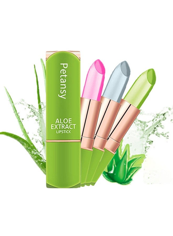 Petansy 3 Packs Aloe Vera Lipstick, Lips Moisturizer Long Lasting Nutritious Lip Balm Magic Temperature Color Change Lip Gloss-Set(A) - Image 3