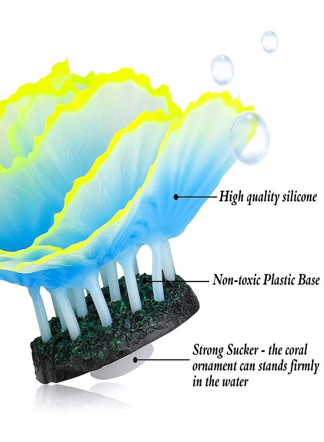 Livfodrm Glowing Fish Tank Decorations Glow Aquarium Decor Coral Ornaments, 2pcs Silicone Flower Plants and 10pcs Colourful Sea Shells/Luminous Stone Glow in The Dark for Aquarium Decoration - Image 5