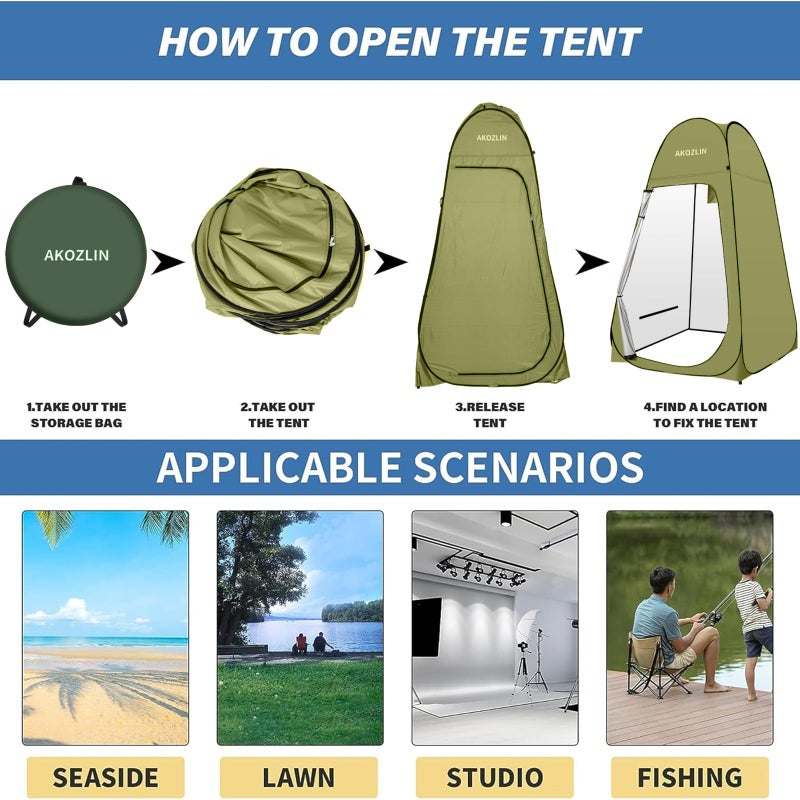 AKOZLIN Portable Pop Up Shower Tent Instant Privacy Dressing Changing Shelters - Image 4