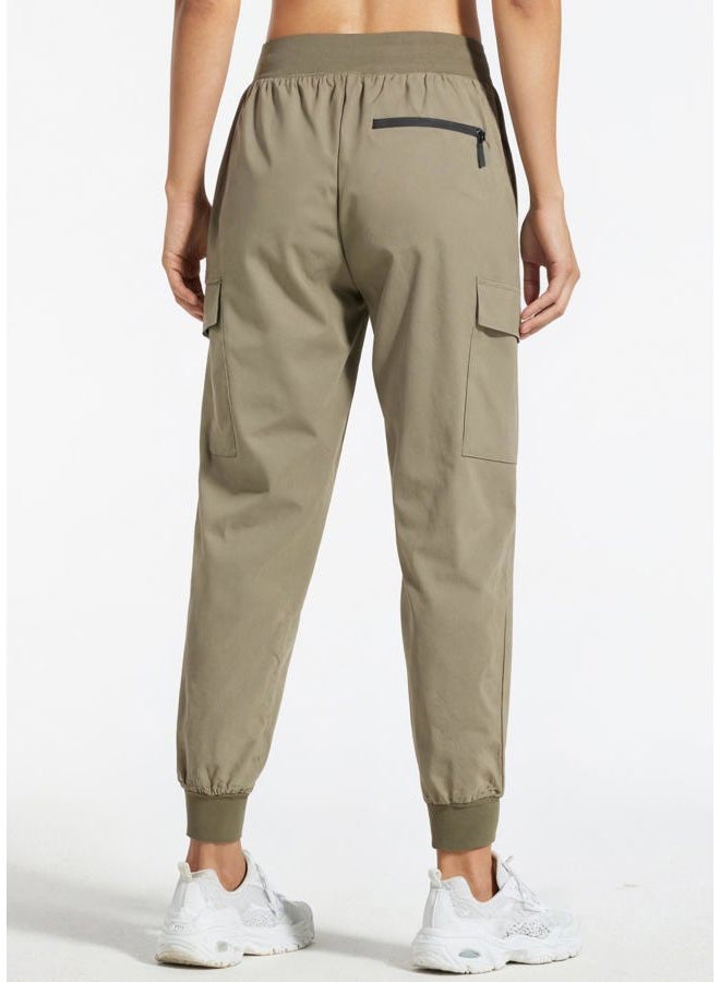 Libin Women's Cargo Joggers Lightweight Quick Dry Hiking Pants Athletic Workout Lounge Casual Outdoor, 01-pants-khaki, L - Image 3
