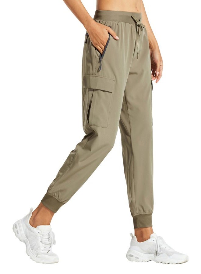 Libin Women's Cargo Joggers Lightweight Quick Dry Hiking Pants Athletic Workout Lounge Casual Outdoor, 01-pants-khaki, L - Image 1