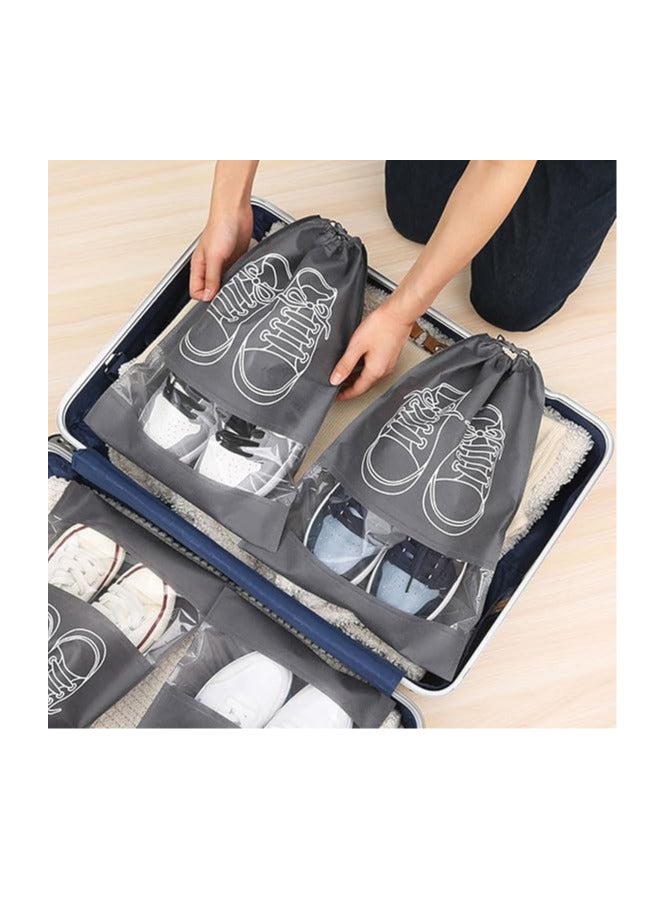 ECVV ECVVÂ® 12-Pack Waterproof Shoe Storage Bags with Transparent Window - Large Capacity(44x32cm), Durable Non-Woven Fabric for Travel, Gym, and Sports Shoe Organization(BLACK) - Image 5