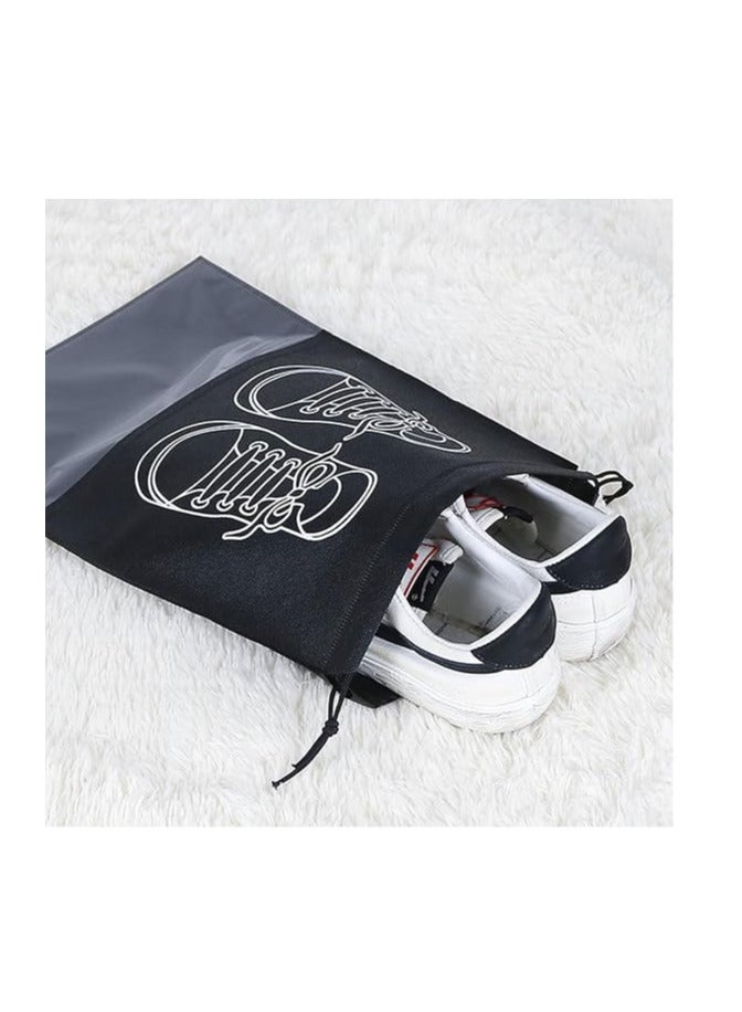 ECVV ECVVÂ® 12-Pack Waterproof Shoe Storage Bags with Transparent Window - Large Capacity(44x32cm), Durable Non-Woven Fabric for Travel, Gym, and Sports Shoe Organization(BLACK) - Image 1