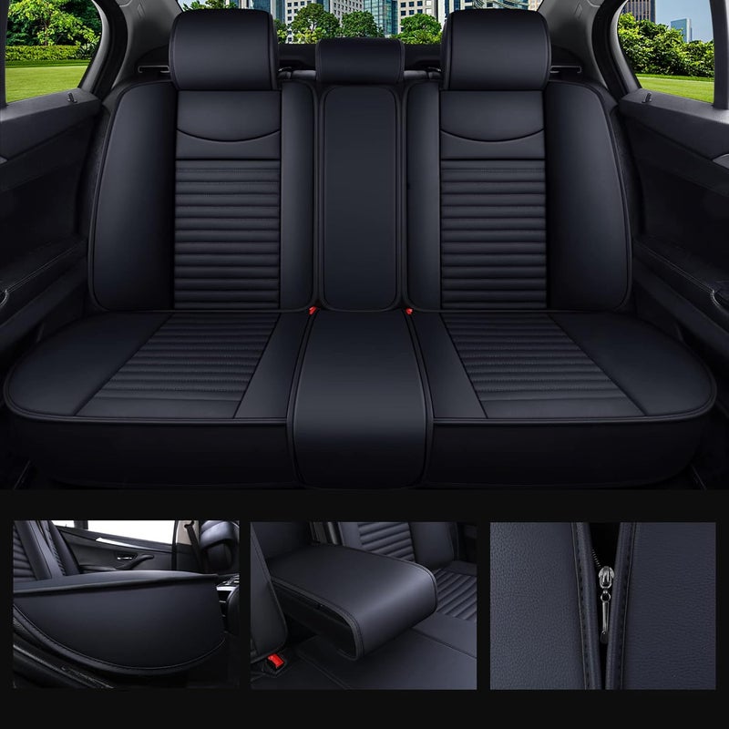 Aierxuan Universal Waterproof Leather Back Rear Seat Covers for Cars - Compatible with Toyota, Honda, Kia, Ford, Mazda, Jeep, Lexus (Black) - Image 1