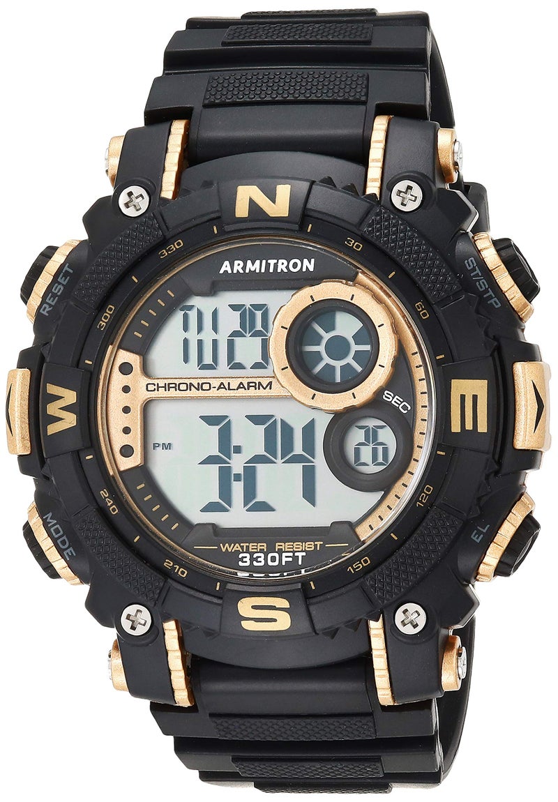 Armitron Sport Men's Quartz Sport Watch with Resin Strap, Black, 22 (Model: 40/8284GBK) - Image 1