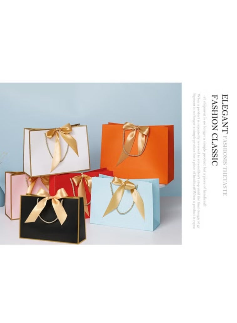 6Pcs Gift Bags, Small Favor Bags, with Handles and Bow Ribbon, 11 x 3.9 x 7.9 inch Waterproof Colorful Paper Gift Bags, for Baby Shower, Birthday, Wedding, Party, Festival, Holiday, 6 Colors - Image 2