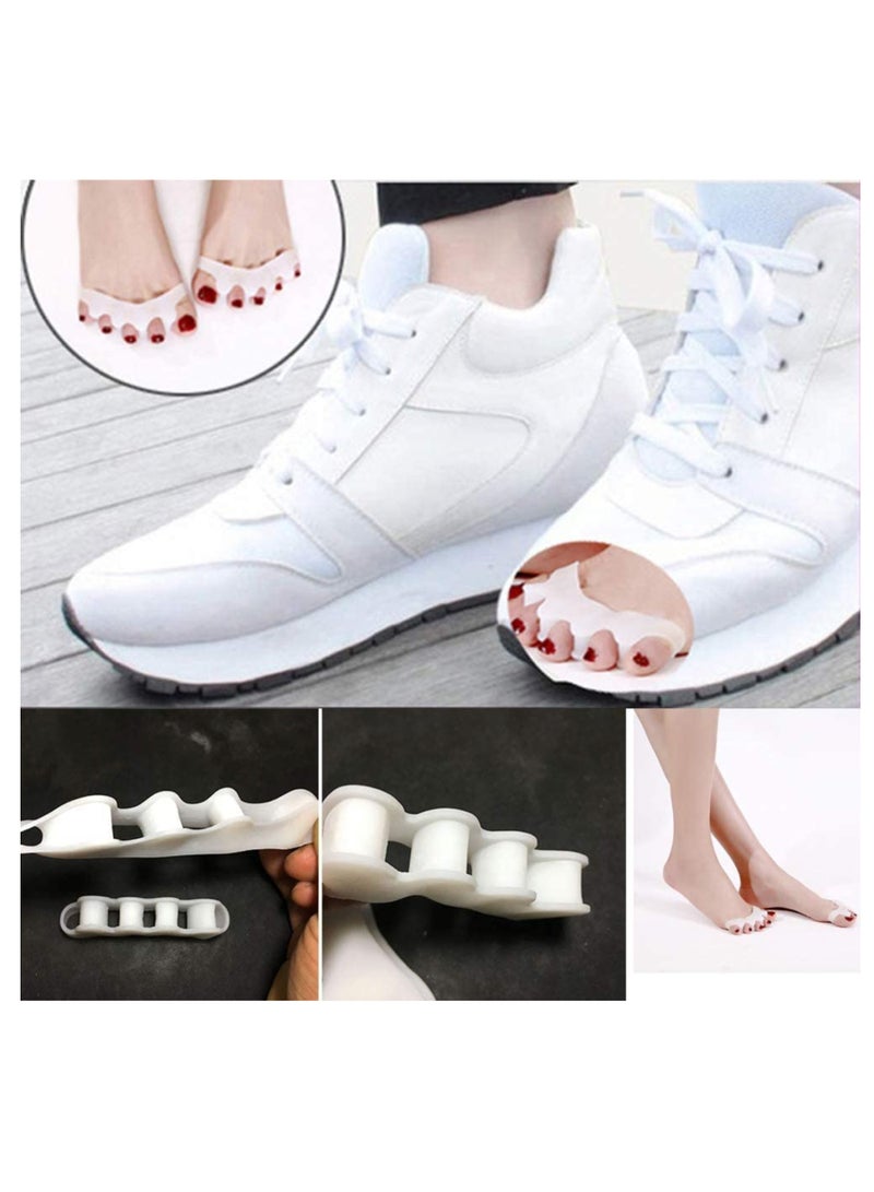 زوج واحد من فواصل أصابع القدم من جل السيليكون، 5 فتحات، أداة فرد أصابع عالية المرونة، مطرقة، مصحح إبهام القدم الأروح، لتخفيف آلام أصابع القدم، أداة فرد وتر أخيل، فاصل أصابع القدم، العناية بالقدم، فواصل أصابع القدم، إبهام القدم (أبيض) - Image 2