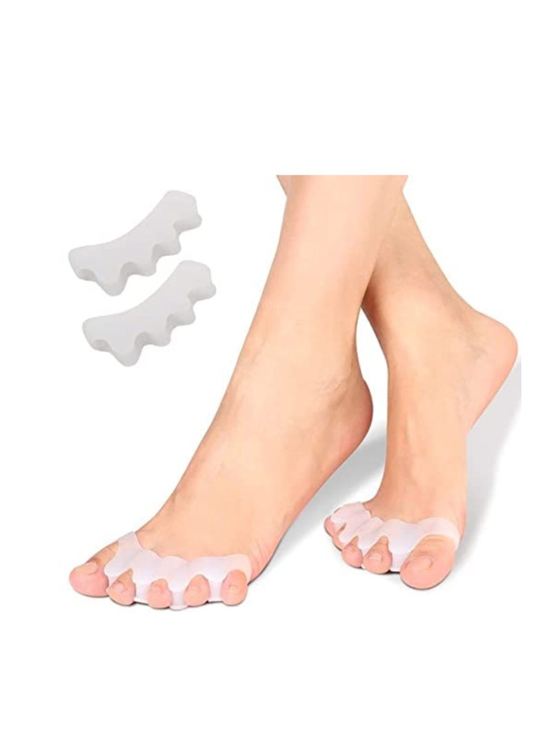 زوج واحد من فواصل أصابع القدم من جل السيليكون، 5 فتحات، أداة فرد أصابع عالية المرونة، مطرقة، مصحح إبهام القدم الأروح، لتخفيف آلام أصابع القدم، أداة فرد وتر أخيل، فاصل أصابع القدم، العناية بالقدم، فواصل أصابع القدم، إبهام القدم (أبيض) - Image 1