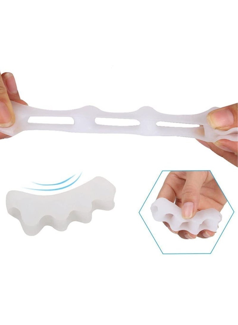 زوج واحد من فواصل أصابع القدم من جل السيليكون، 5 فتحات، أداة فرد أصابع عالية المرونة، مطرقة، مصحح إبهام القدم الأروح، لتخفيف آلام أصابع القدم، أداة فرد وتر أخيل، فاصل أصابع القدم، العناية بالقدم، فواصل أصابع القدم، إبهام القدم (أبيض) - Image 3