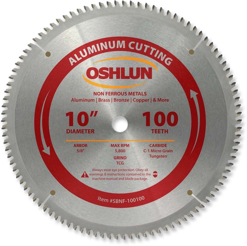 Oshlun SBNF-100100 10-Inch 100 Tooth TCG Saw Blade with 5/8-Inch Arbor for Aluminum and Non Ferrous Metals - Image 2