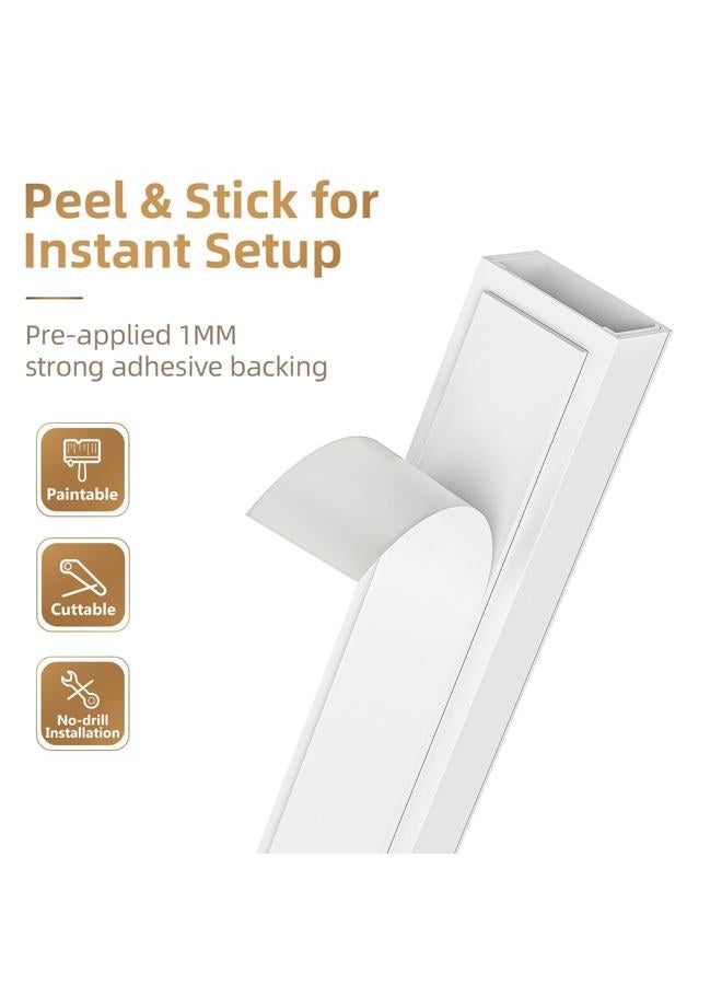 Delamu Cord Hider, Cord Covers for Wires on Wall, One-Cord Cable Hider, Self-Adhesive Wire Hiders Wire Covers for TV Cords on Wall, Easy Mount Cable Cover Management Kit, 6X W0.59 H0.4in, White - Image 5