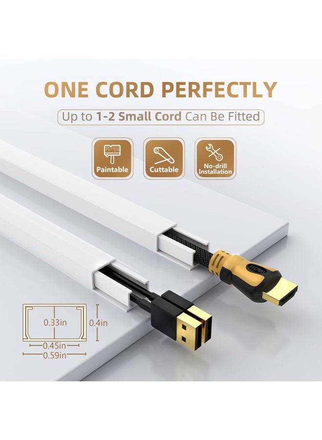 Delamu Cord Hider, Cord Covers for Wires on Wall, One-Cord Cable Hider, Self-Adhesive Wire Hiders Wire Covers for TV Cords on Wall, Easy Mount Cable Cover Management Kit, 6X W0.59 H0.4in, White - Image 2