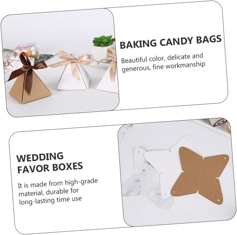 GALPADA 20pcs Kraft Paper Candy Boxes 7.2x7.2x8cm Triangular Wedding Favor Boxes Candy Packing Containers for Sweets Treats Wrapping Supplies - Image 3