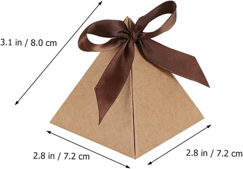 GALPADA 20pcs Kraft Paper Candy Boxes 7.2x7.2x8cm Triangular Wedding Favor Boxes Candy Packing Containers for Sweets Treats Wrapping Supplies - Image 2
