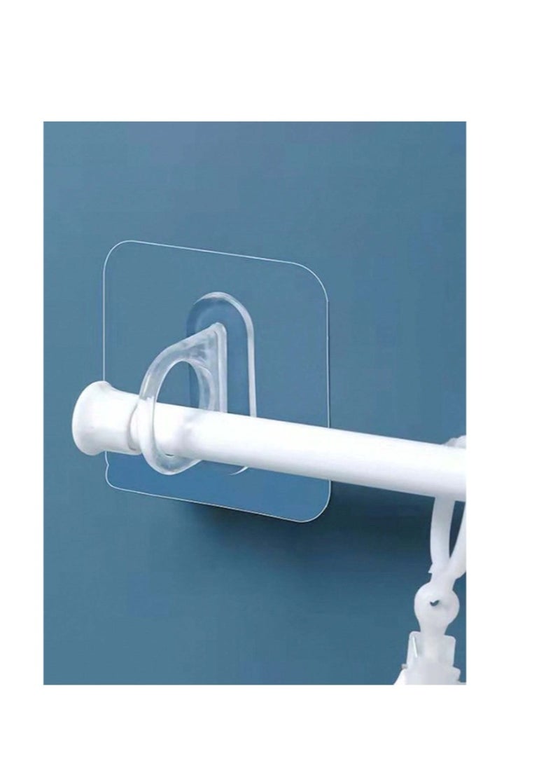 OASIS-TH - 6 Piece Adhesive Curtain Rod Holder, Shower Curtain Rod Mount Holder for Wall Adhesive Shower Rod Tension Retainer,Transparent Tension Bracket, No Drilling - Image 1