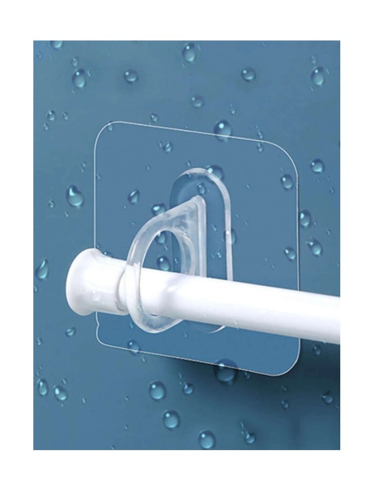 OASIS-TH - 6 Piece Adhesive Curtain Rod Holder, Shower Curtain Rod Mount Holder for Wall Adhesive Shower Rod Tension Retainer,Transparent Tension Bracket, No Drilling - Image 1