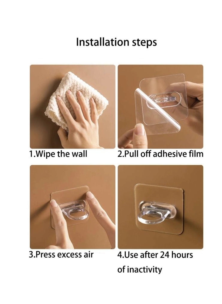 OASIS-TH - 6 Piece Adhesive Curtain Rod Holder, Shower Curtain Rod Mount Holder for Wall Adhesive Shower Rod Tension Retainer,Transparent Tension Bracket, No Drilling - Image 1