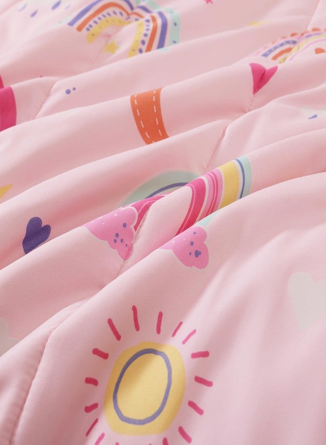 Wink Deer Full Size Comforter Set for Girls-4 Pieces Pink Rainbow Glow in The Dark Full Bedding Sets for Kids, 1 Comforter, 2 Shams and 1 Decor Pillow - Image 5