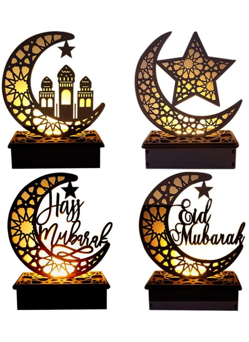 AUTOYSUR Ramadan Light Eid Mubarak Lamp Decorations for Home 3D Wooden Moon Star LED Night Lights Ornaments Table Decor Crafts Indoor For Muslims Islamic Kids Room  - Image 3
