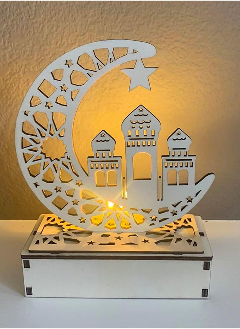 AUTOYSUR Ramadan Light Eid Mubarak Lamp Decorations for Home 3D Wooden Moon Star LED Night Lights Ornaments Table Decor Crafts Indoor For Muslims Islamic Kids Room  - Image 2