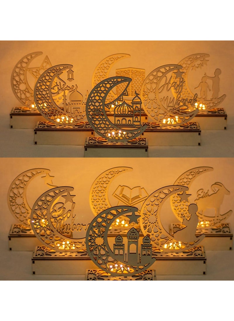 AUTOYSUR Ramadan Light Eid Mubarak Lamp Decorations for Home 3D Wooden Moon Star LED Night Lights Ornaments Table Decor Crafts Indoor For Muslims Islamic Kids Room  - Image 5