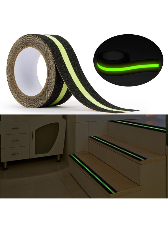 Anti Skid Tape with Glow in The Dark, Heavy Duty Stair Safety Strips Non Slip Tape for Outdoor or Indoor Steps, 2 Inch x 16.4 Feet - Image 1