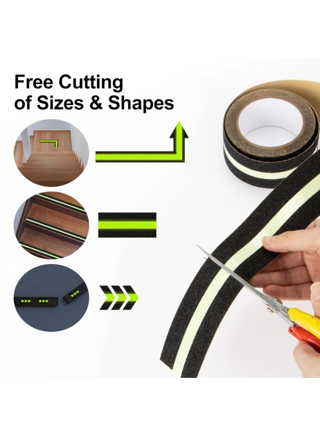 Anti Skid Tape with Glow in The Dark, Heavy Duty Stair Safety Strips Non Slip Tape for Outdoor or Indoor Steps, 2 Inch x 16.4 Feet - Image 3