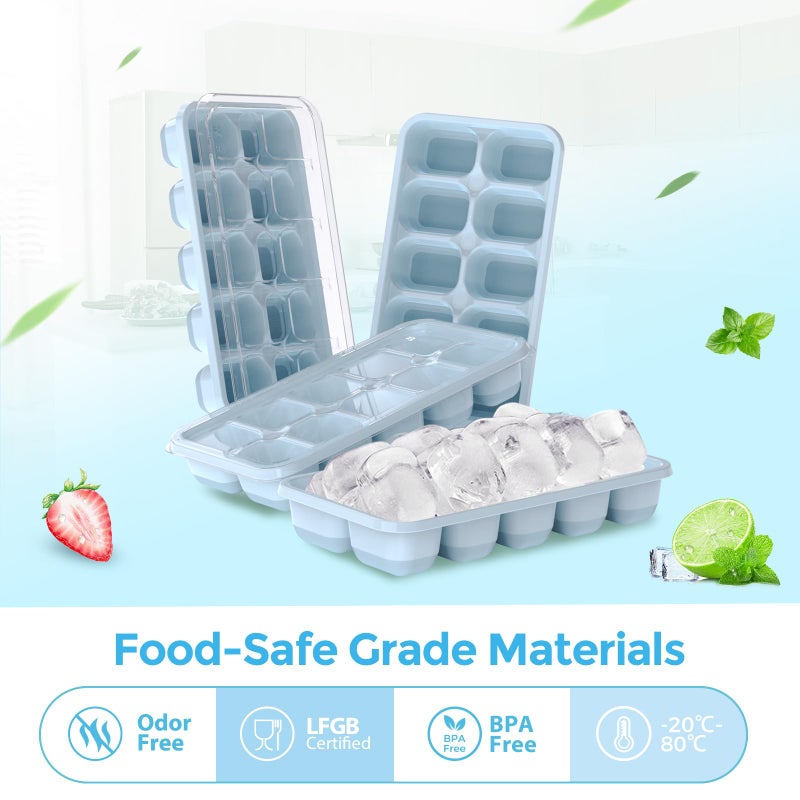 DOQAUS Ice Cube Tray with Lids - 4 Pack Stackable Silicone Ice Trays for Freezer, BPA & LFGB Safe, Easy Release for Kitchen, RV, Cocktail, Coffee, Soup & Food - Image 2