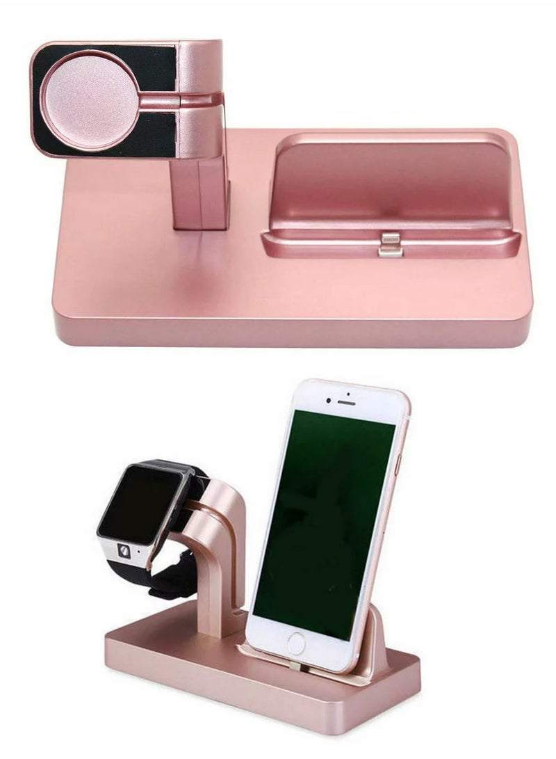 Rubik 2 in 1 Wireless Charging Dock Holder Charging Base Wireless Charging Stand for iPhone iWatch Rose Gold  - Image 1