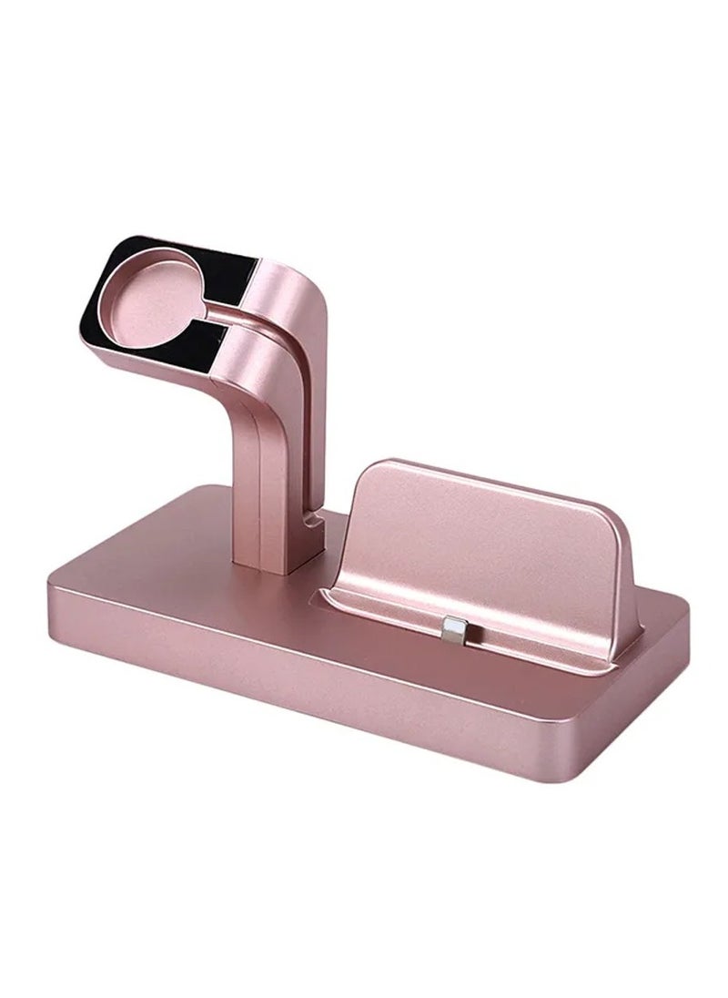 Rubik - 2 in 1 Wireless Charging Dock Holder Charging Base Wireless Charging Stand for iPhone iWatch Rose Gold - Image 1